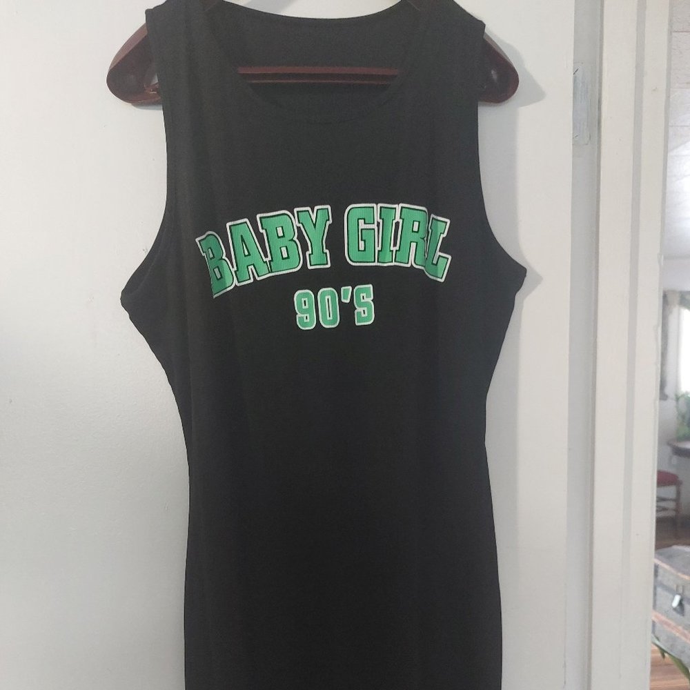 Baby Girl 90's Long Black Tank Dress XL